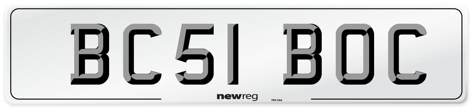 BC51 BOC Number Plate from New Reg
